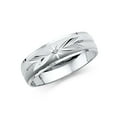 thumbnail image 1 of Wellingsale Mens Solid 14k White Gold Polished Diamond Cut CZ Cubic Zirconia Wedding Ring Band - Size 12.5, 1 of 3