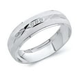 thumbnail image 1 of Wellingsale Mens Solid 14k White Gold Polished Diamond Cut CZ Cubic Zirconia Wedding Ring Band - Size 8, 1 of 5