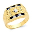 thumbnail image 1 of Wellingsale Mens Solid 14k Yellow Gold Polished CZ Cubic Zirconia Right Hand Ring Band - Size 10.5, 1 of 5