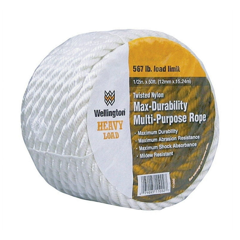 Wellington 3/8 in. D X 45 ft. L White Twisted Nylon Rope Wellington 3/8 in. D X 45 ft. L White Twisted Nylon Rope