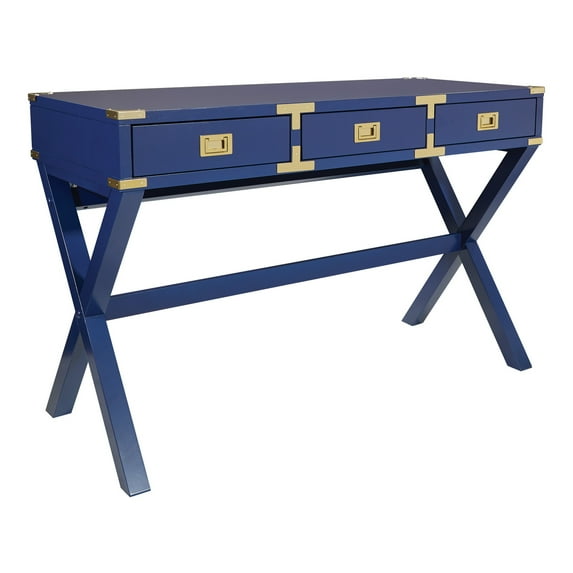 Wellington 46" Desk with Power in Lapis Blue Finish in Engineered Wood