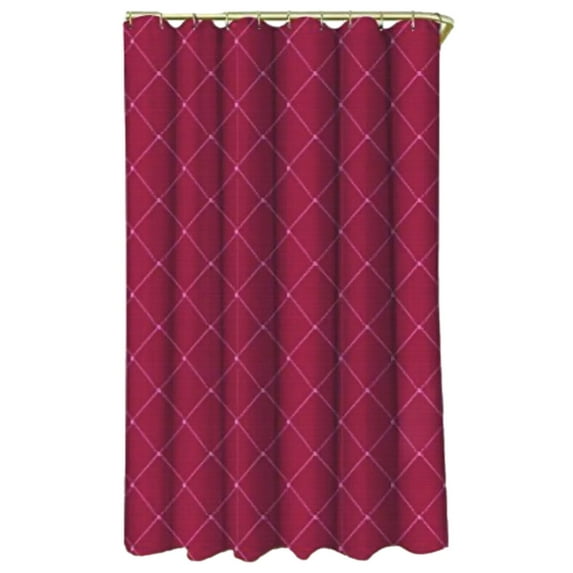 Wellington 72" x 96" Burgundy Wine Lattice Embroidery Shower Curtain, Xtra Long