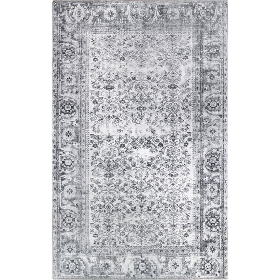Wellington Boho Oriental Medallion Indoor Area Rug, Charcoal, 3' 6" x 5' 6"