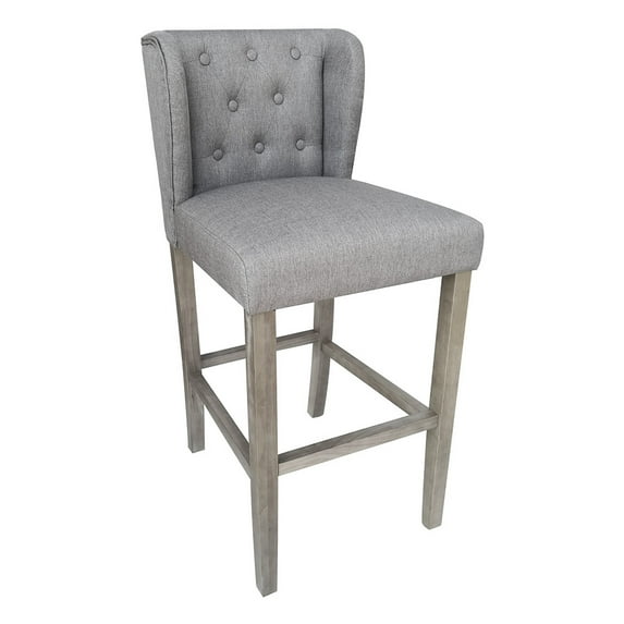 Wellington Contemporary Wood/Linen Barstool - Gray Linen