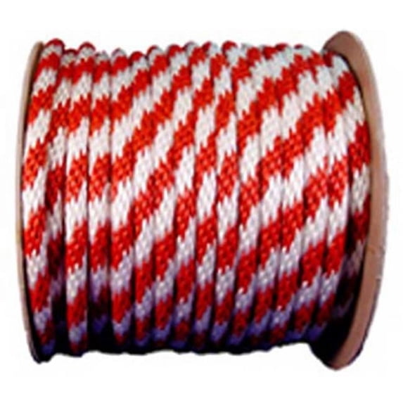 Wellington Cordage P7240S0200RWFR 0.63 in. x 200 ft. Red & White Solid Braid Polypropylene Rope