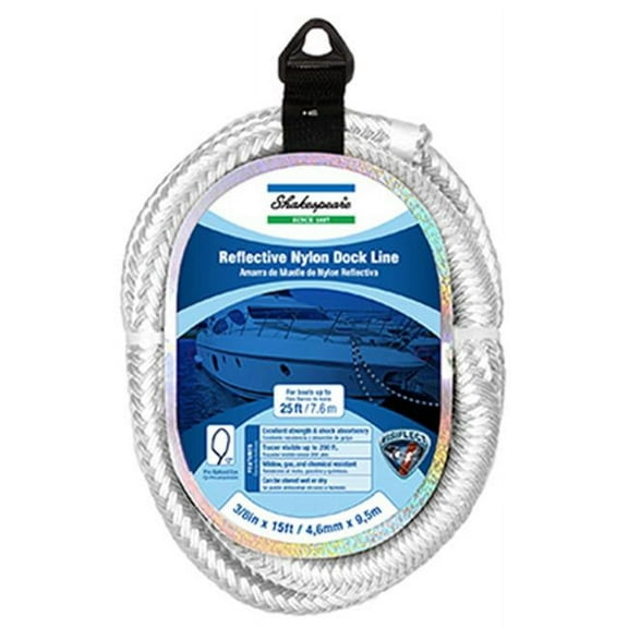 Wellington Cordage RDBNW1225 0.5 in. x 25 ft. Nylon Reflective Marine Dock Line, White