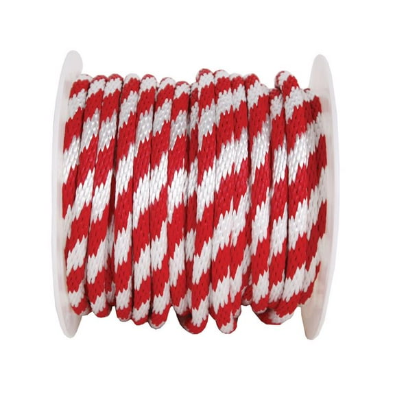 Wellington Derby Rope Poly 450 Lb. Red, White 5/8 " Dia. X 200 ' Solid Braid