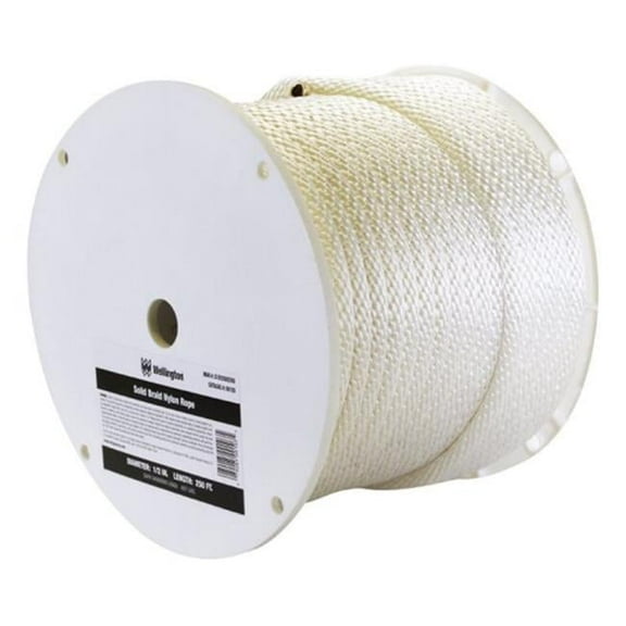 Wellington G1032S0250S Solid Braided Nylon Rope Spool  White - 0.5 in. x 250 ft.