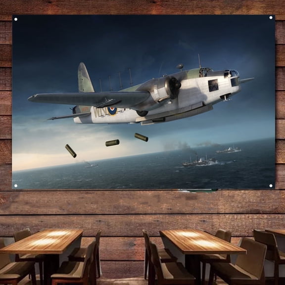 Wellington GR Mk.VIII Airplane Banner Flip Chart - Military Aviation Poster Wall Hanging Flag For Wall Decor - Attack Aircraft Canvas Print Art Work - Fighter Jet Wall Art Decor 38" x 57"