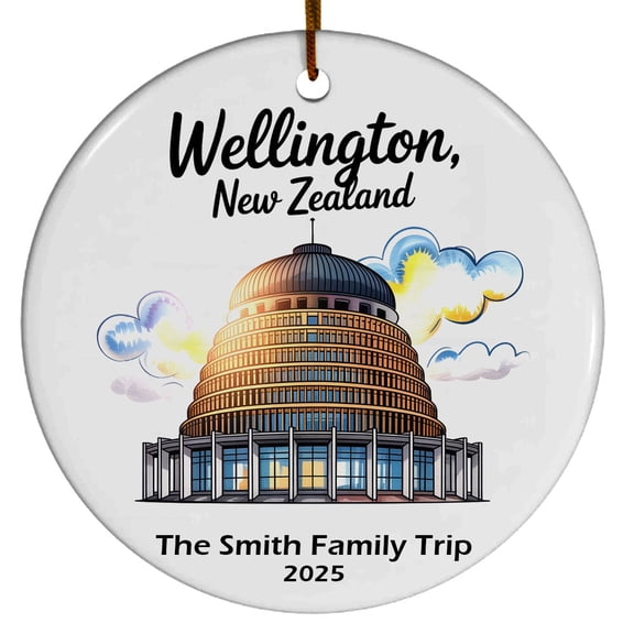 Wellington New Zealand The Beehive Building Christmas Ornament, Collection of City Travel Souvenirs for Family and Friends, Christmas Tree Ornament City Travel, Trips of The Year