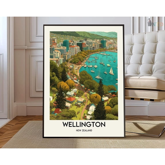 Wellington New Zealand City Map Wall Art Travel Decor Photo Print, Unframed Paper Poster 8x10in