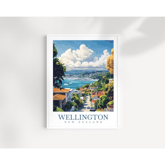 Wellington New Zealand Wall Art Print Harbor View Decor Unframed Paper Print