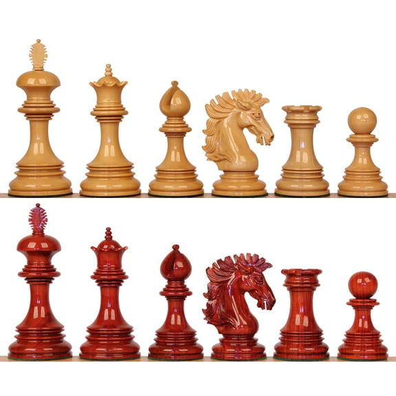 Wellington Staunton Chess Set with Padauk & Boxwood Pieces - 4.25" King