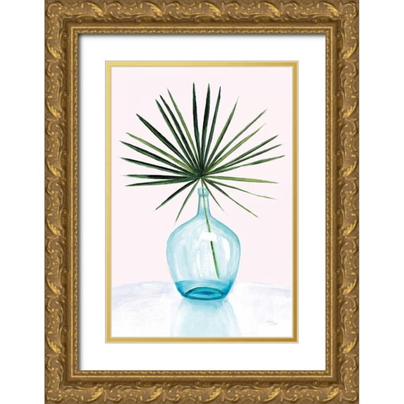 Wellington Studio 23x32 Gold Ornate Wood Framed with Double Matting Museum Art Print Titled - Statement Palms I