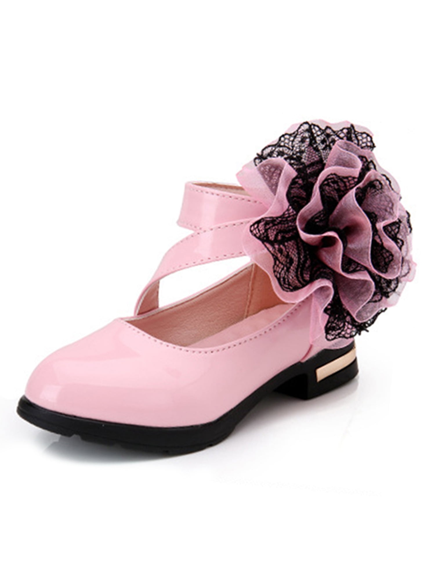 Welliumy Kids Dress Shoes Magic Tape Princess Shoe Ankle Strap Mary