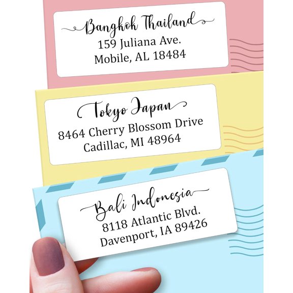 Wellmark Personalized Return Address Labels Simple - Set of 240 Elegant Custom Mailing Labels for Envelopes, Self Adhesive Flat Sheet Rectangle Personalized Name Stickers (White)