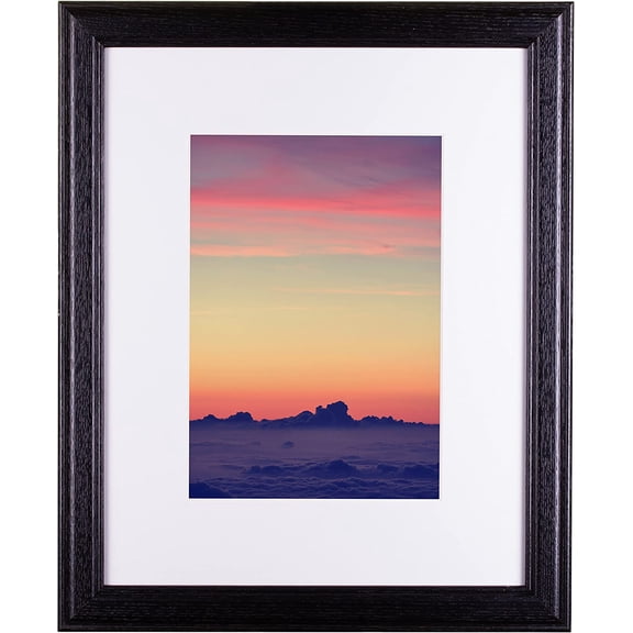 Wellmark Wiltshire 236, Simple Black Hardwood Picture Frame with Single White Mat - Displays a 20 x 28 Inch Print with the Mat or 24 x 32 Inch without the Mat