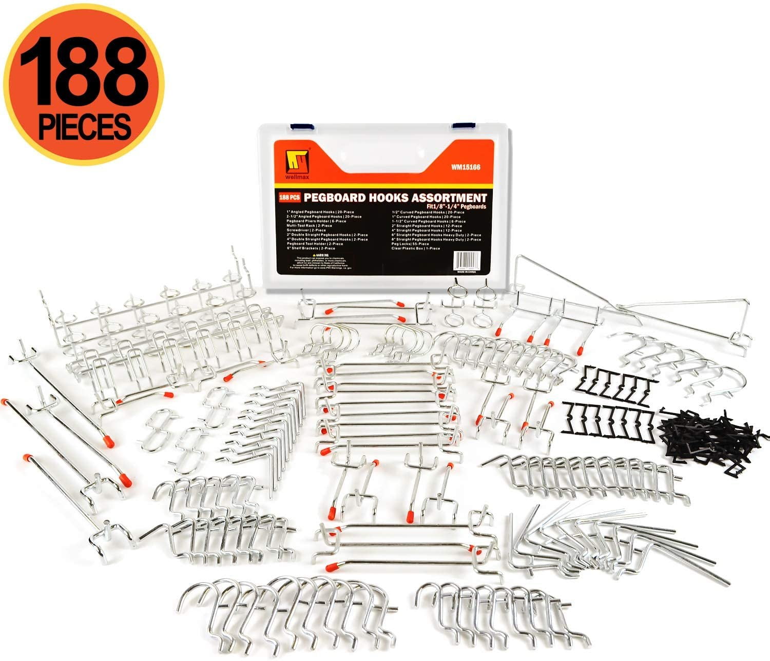 1/2 in. Curved Pegboard Hooks, 12 Pc. 1/2 in. Curved Pegboard Hooks, 12 Pc.