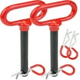 thumbnail image 1 of Wellmax 2-Pack 5/8" x 4-1/2" Steel Hitch Pin with 4pcs 3" R Clip, Clevis Pin Hitch with Rubber-Coated Handle, Red Color, 1 of 5