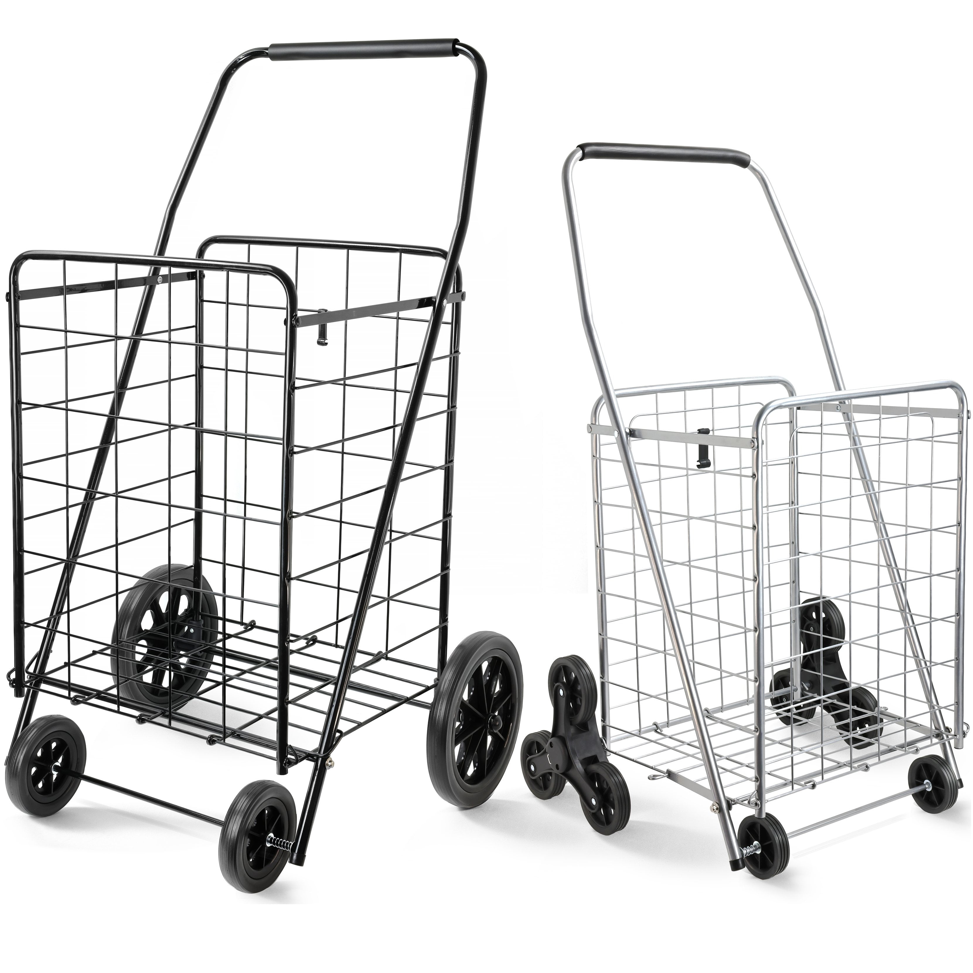 Wellmax 2Pack Shopping Utility Cart with Stair Climber, Collapsible