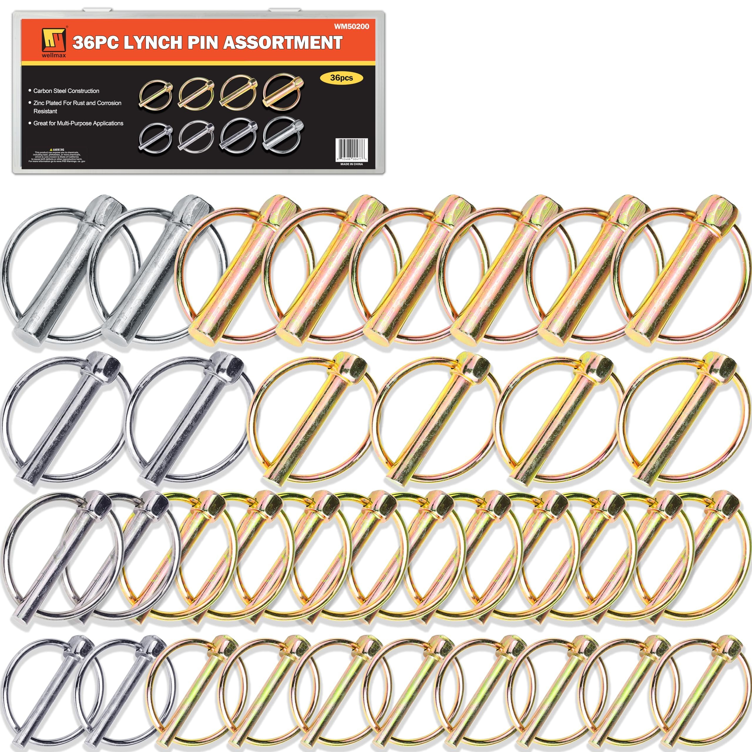 Wellmax 36 Pcs Lynch Pin Assortment in 3/16