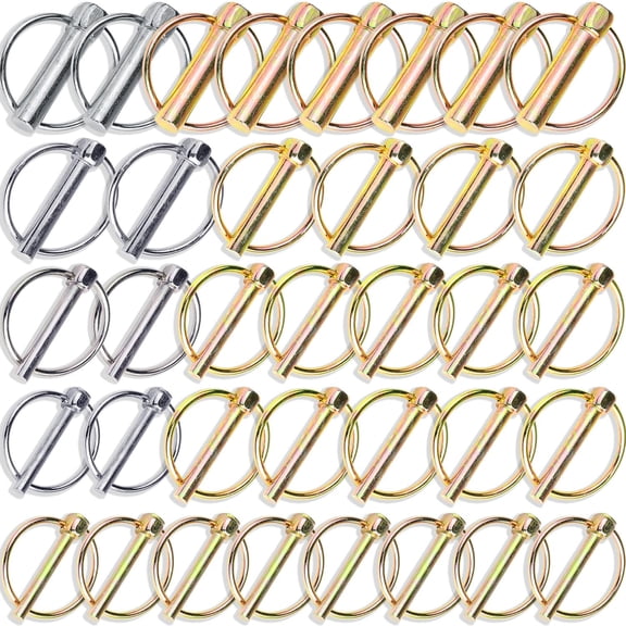 Wellmax 36 Pcs Lynch Pin Assortment in 3/16", 1/4", 5/16" and 7/16" Diameter Zinc-Plated Heavy Duty Safety Pins