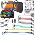 thumbnail image 1 of Wellmax Bungee Cords Hook Assortment Bag, 28pc Set with Bonus Cargo Net Cover and Canopy Ties Attached with Plastic Coated Metal Hooks, 1 of 6