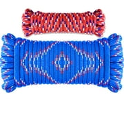 Wellmax Diamond Braid Nylon Rope, 1/2in X 50FT with Bonus 1/4in x 25FT Cord UV Resistant, High Strength and Weather Resistant