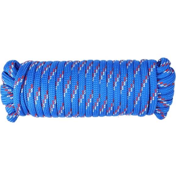 Wellmax Diamond Braid Nylon Rope, 3/8 inch by 50 Feet Blue Color, Heavy Duty
