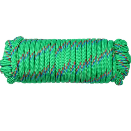 Wellmax Diamond Braid Nylon Rope, 3/8 inch by 50 Feet Green Color, Heavy Duty