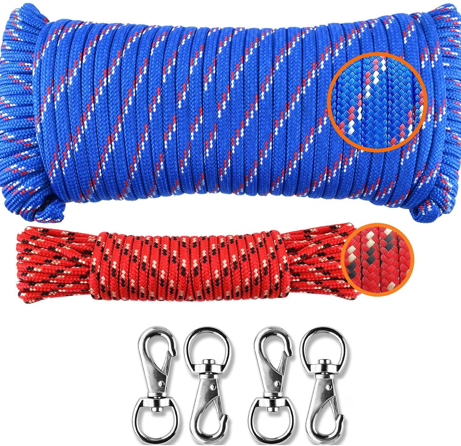 Wellmax Diamond Braid Polypropylene Rope – 2 Pack, 3/16” X 100 Ft, UV Treated & Weather Resistant - View #4
