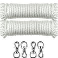 thumbnail image 1 of Wellmax Diamond Braided Nylon Rope with Uv Treatment and Weather Resistant, 2 Pack 1/4 Inch X 50ft White with 4 Bonus Quick Links, 1 of 10