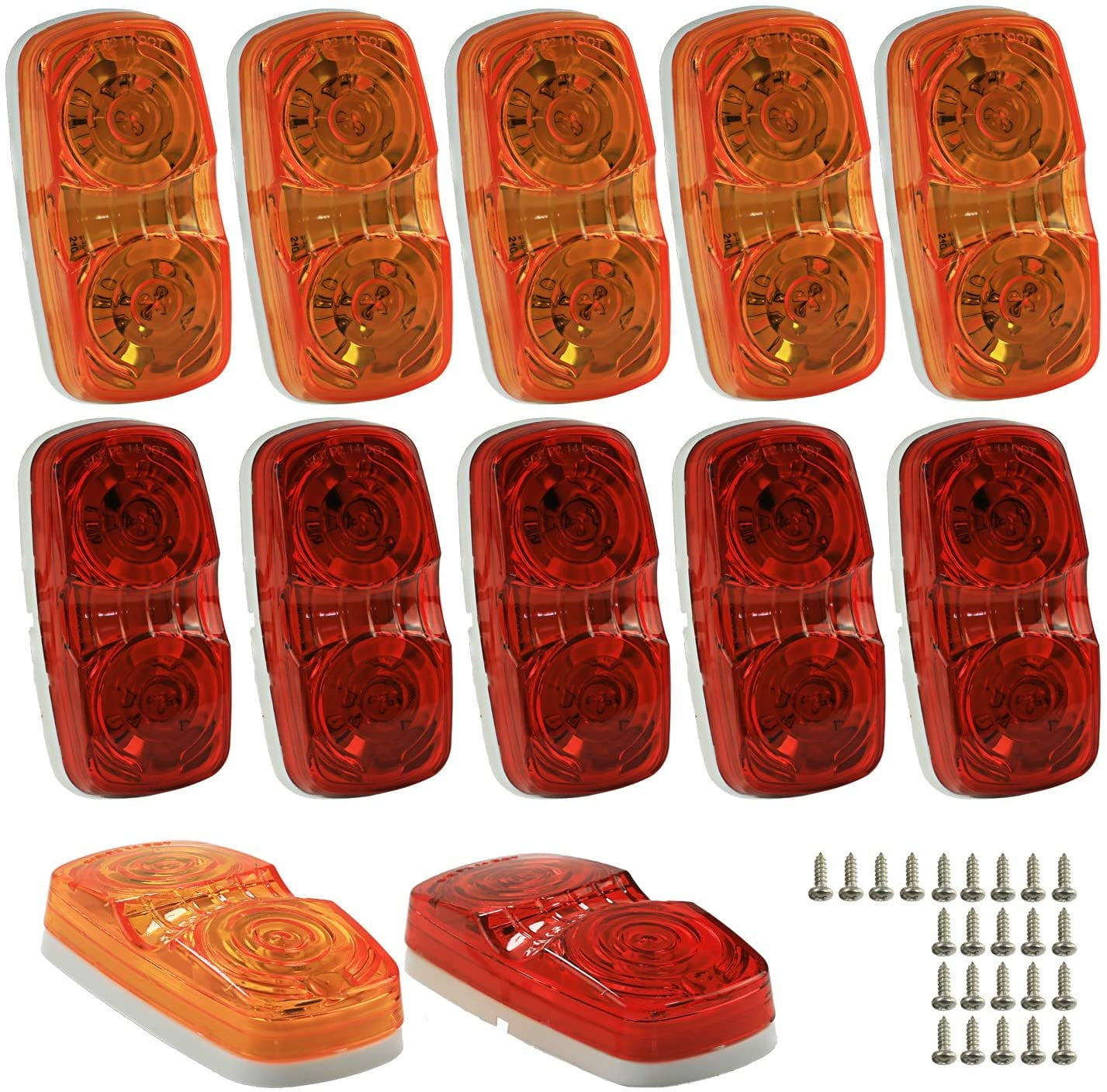 Wellmax LED Trailer Marker Lights, 6 Red and 6 Amber Combination Bullseye  Lights, Rear and Side Exterior Clearance Surface and Sleeper Panel Mount,  ..., image size:1427x1408