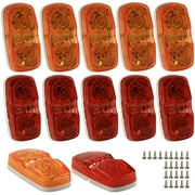 Wellmax LED Trailer Marker Lights, 6 Red and 6 Amber Combination Bullseye Lights, Rear and Side Exterior Clearance Surface and Sleeper Panel Mount, 12V Universal Fit
