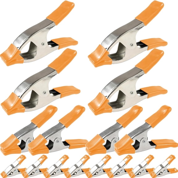 Wellmax 16-Piece Spring Clamp Assortment - 2", 4", 6" Heavy Duty Nickel-Plated Clamps for Woodworking, Framing, DIY