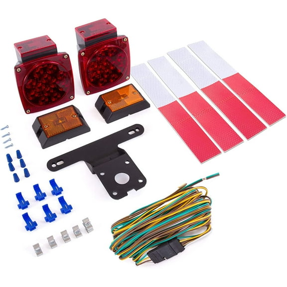 Wellmax 12V LED Trailer Lights Kit, Submersible and Waterproof, Attachable Tail Lights for RV, Marine, Boat, Trailer, Camper