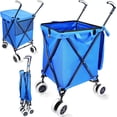 thumbnail image 1 of Wellmax WM99100 Series Folding Shopping Cart with Wheels, Grocery Cart with Removable Canvas with Cover, Lightweight Utility Cart for Groceries and Laundry - Holds up to 120 lbs Blue, 1 of 8