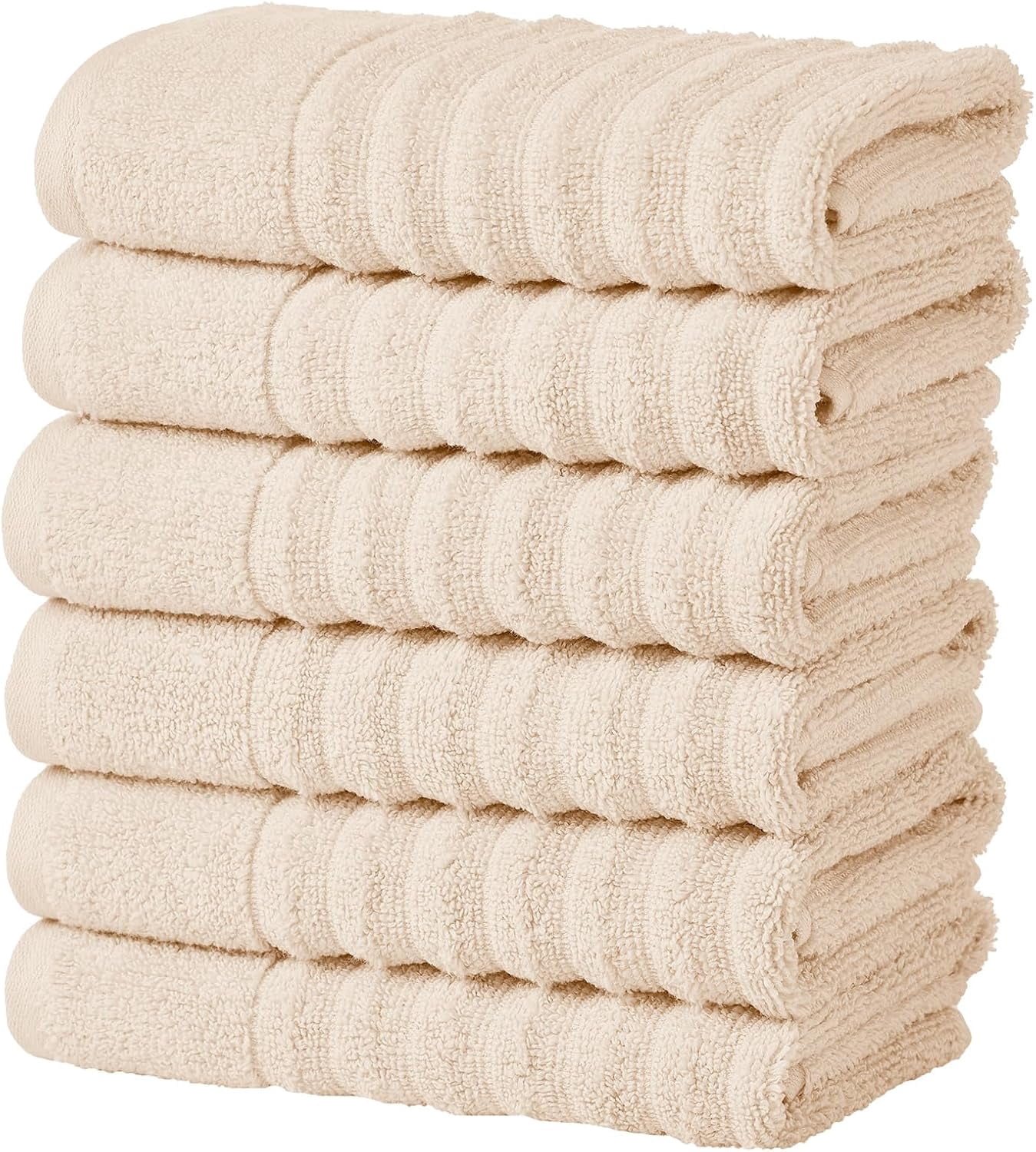 Wellmrak 6 Pack Hand Towel Set - 100% Cotton Towels - Absorbent & Quick-Dry Towels for Bathroom (Pink Sand)