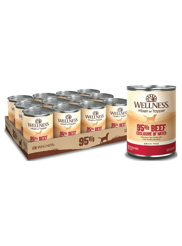 Wellness 95% Beef Natural Wet Grain Free Canned Dog Food, 13.2-Ounce Can (Pack of 12)