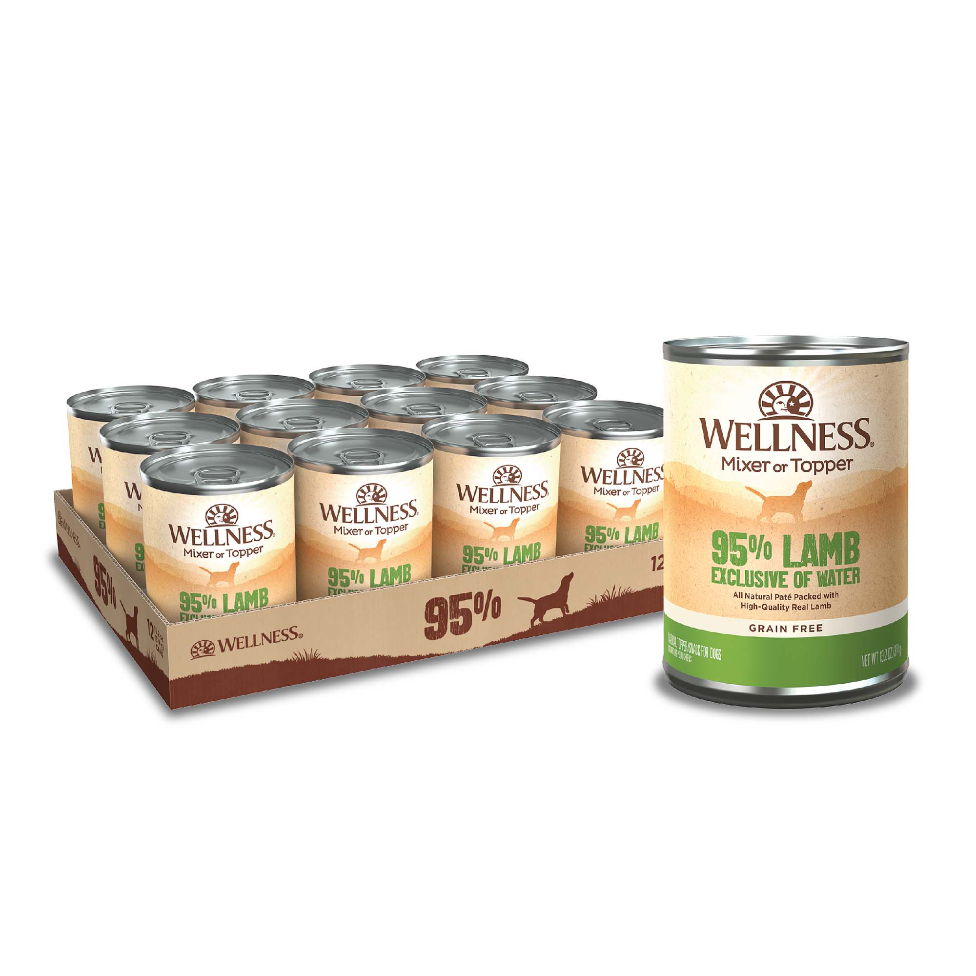 Wellness 95% Lamb Natural Wet Grain Free Canned Dog Food, 13.2-Ounce Can (Pack of 12) - image 1 of 8