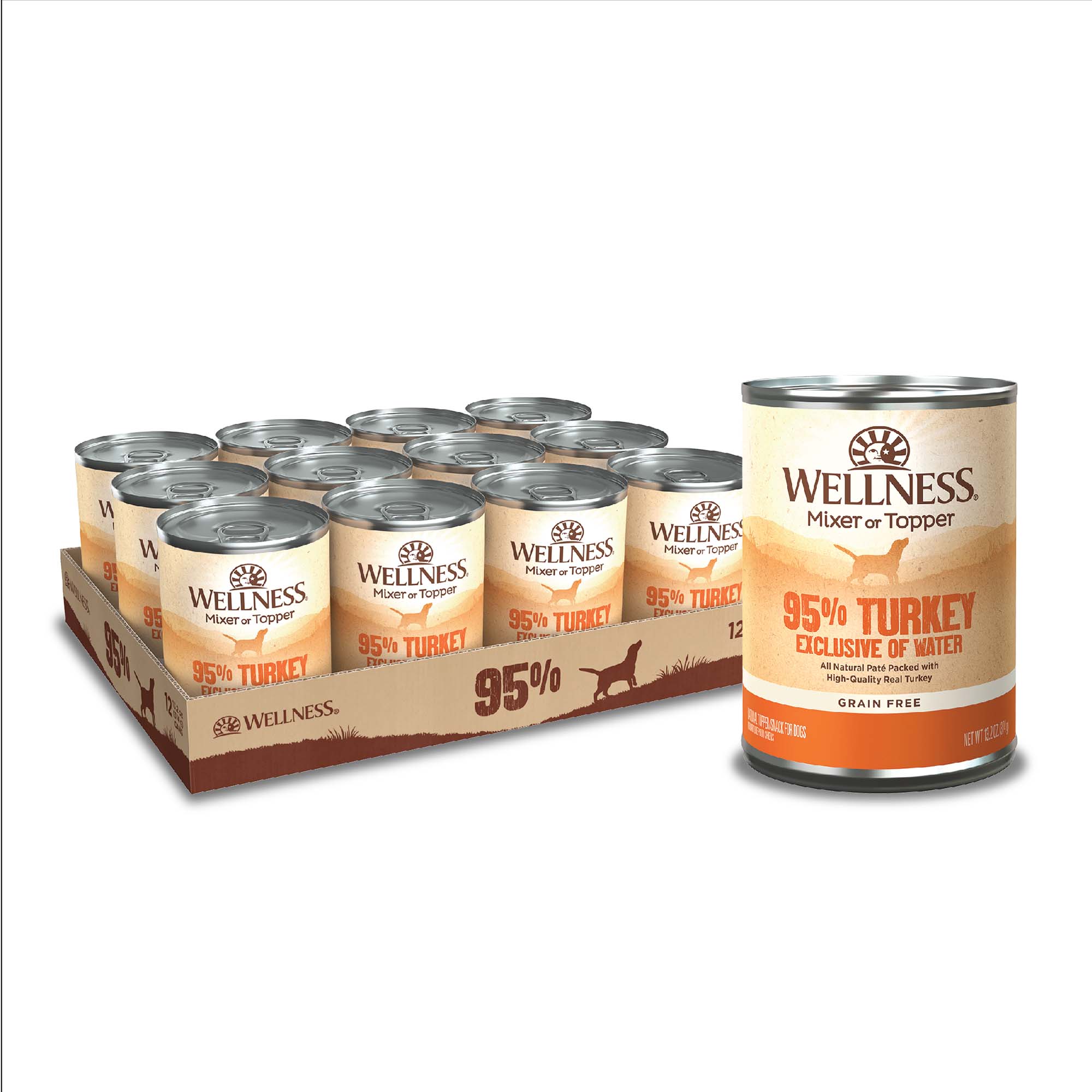 Wellness 95% Turkey Natural Wet Grain Free Canned Dog Food, 13.2-Ounce Can (Pack of 12) - image 1 of 8