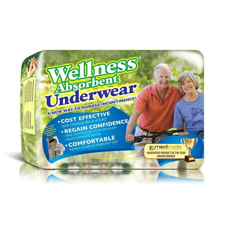 Wellness Absorbent Incontinence Underwear – Unisex – 16-Pack