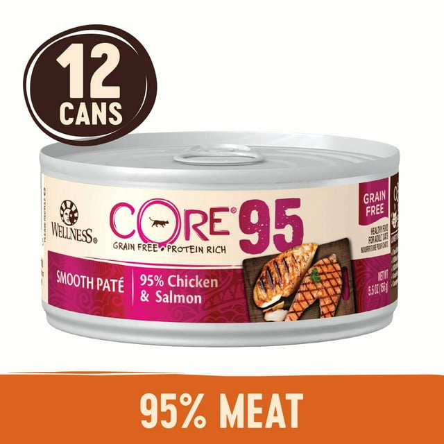 Wellness CORE 95% Wet Cat Food, Chicken & Salmon, 5.5 oz (Pack of 12)