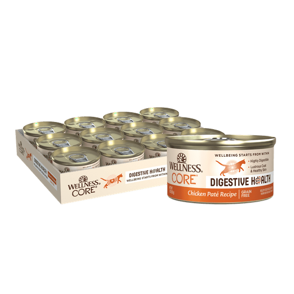 Wellness CORE Digestive Health Chicken Pate Wet Cat Food, 3 Ounce Can (Pack of 12)