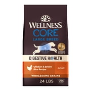 Wellness CORE Digestive Health Large Breed Adult Dry Dog Food, Wholesome Grain Kibble, Sensitive Stomach, Natural, High Protein, Chicken and Brown Rice Recipe, 24 lb Bag