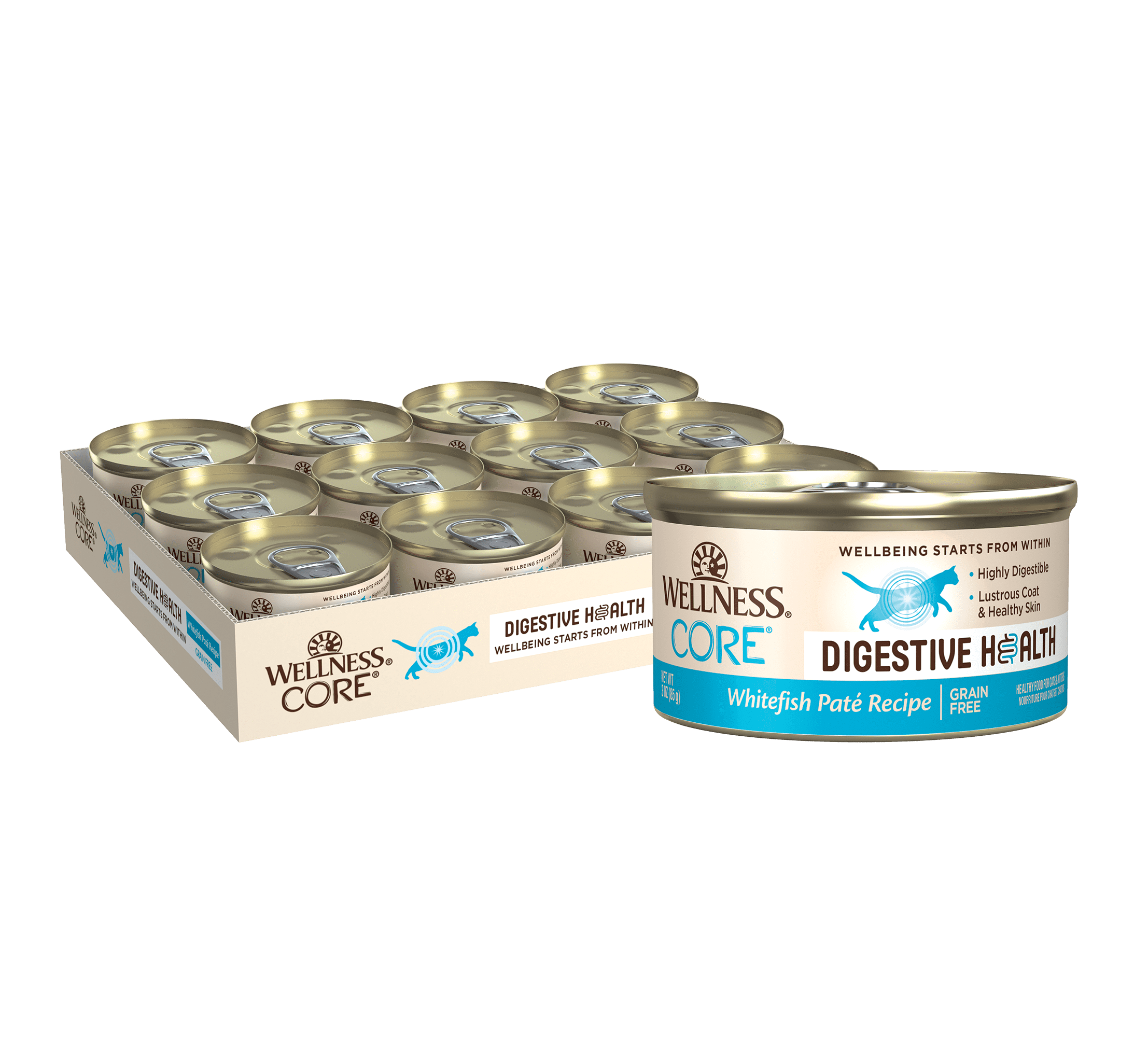 Wellness CORE Digestive Health Whitefish Pate Wet Cat Food, 3 Ounce Can (Pack of 12)
