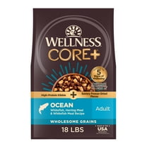 Wellness CORE Dry Dog Food with Freeze Dried Pieces, Wholesome Grains, High Protein, Natural, Ocean Whitefish & Herring Recipe, (18-Pound Bag)