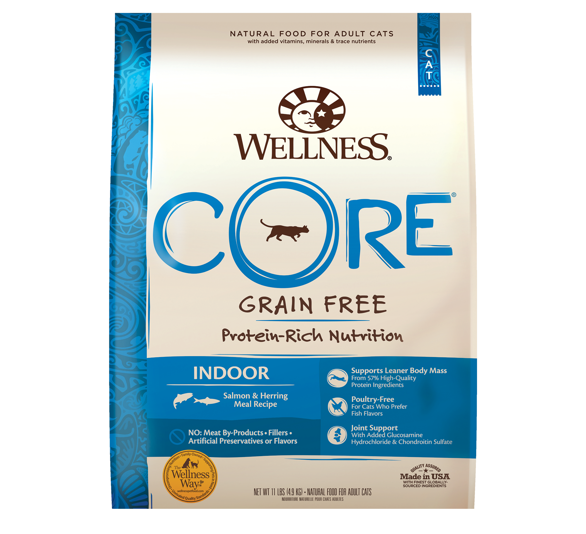 Wellness CORE Grain-Free Indoor Salmon & Herring Meal Recipe Dry Cat Food, 11 Pound Bag - image 1 of 9