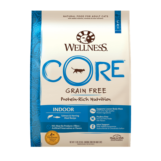 Wellness CORE Grain-Free Indoor Salmon & Herring Meal Recipe Dry Cat Food, 11 Pound Bag