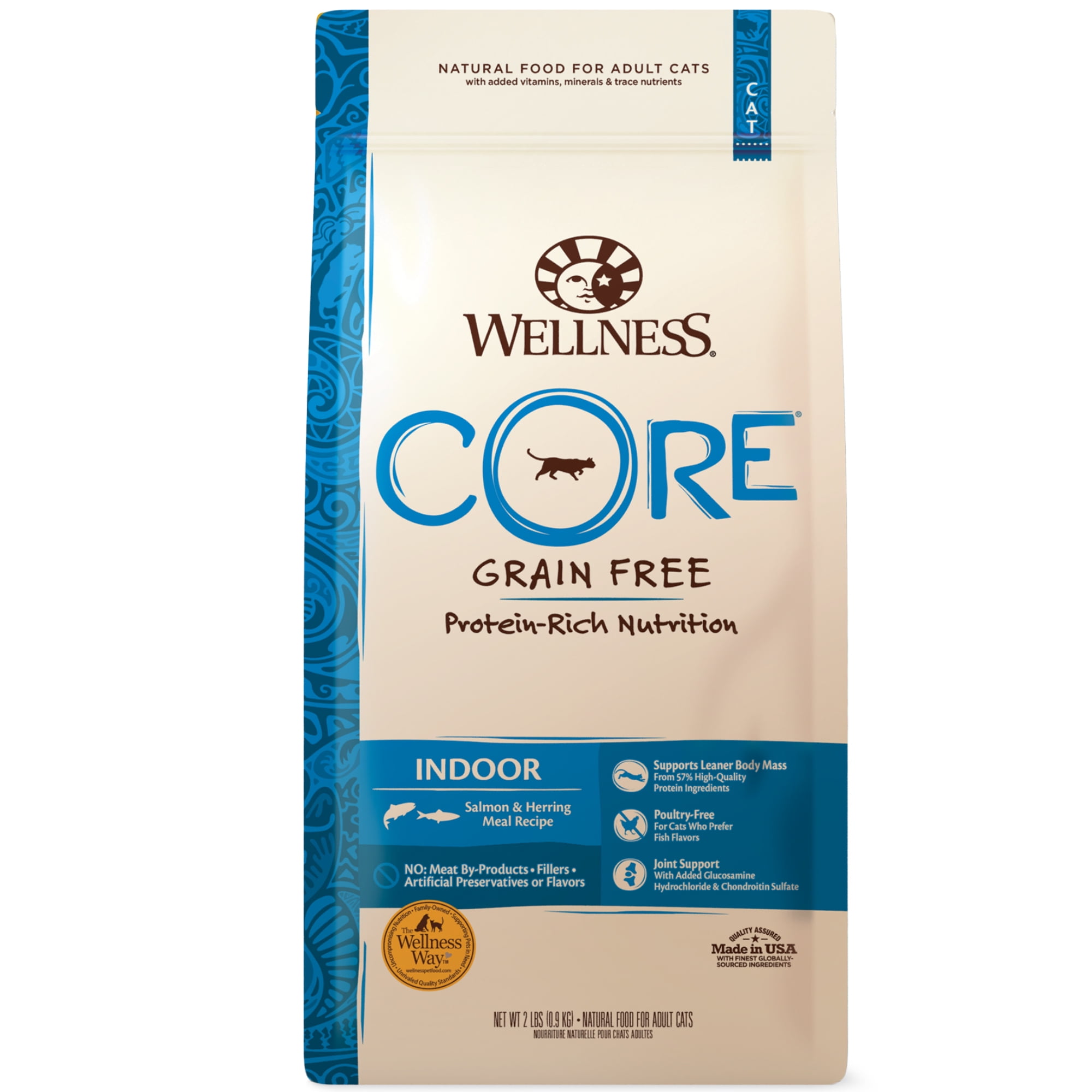 Wellness CORE Grain-Free Indoor Salmon & Herring Meal Recipe Dry Cat Food, 2 Pound Bag